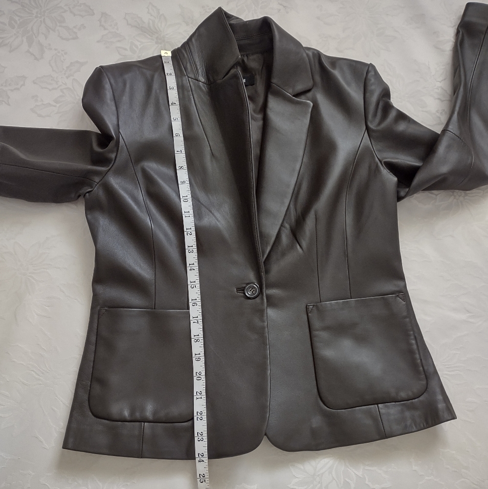 100% Leather Blazer Patch Pockets One Button - image 3